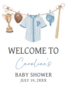 1062 A Little Slugger Baby Shower Welcome Sign 18x24 B: 1062 A Little Slugger Baby Shower Welcome Sign