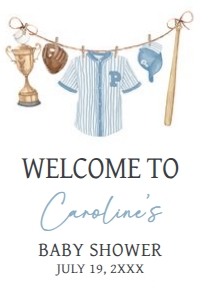 1062 A Little Slugger Baby Shower Welcome Sign 20x30 B: 1062 A Little Slugger Baby Shower Welcome Sign