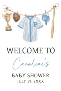 1062 A Little Slugger Baby Shower Welcome Sign 24x36 B: 1062 A Little Slugger Baby Shower Welcome Sign