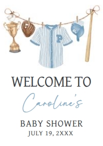 1062 A Little Slugger Baby Shower Welcome Sign A4 B: 1062 A Little Slugger Baby Shower Welcome Sign