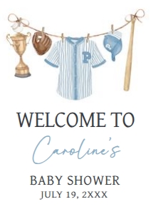 1062 A Little Slugger Baby Shower Welcome Sign A3 B: 1062 A Little Slugger Baby Shower Welcome Sign