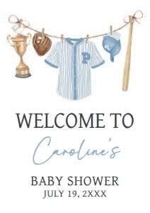 1062 A Little Slugger Baby Shower Welcome Sign A2 B: 1062 A Little Slugger Baby Shower Welcome Sign