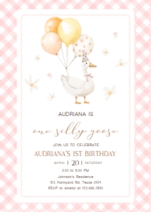 60BD Silly Goose First Birthday Invitation design preview