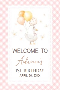 60BD Silly Goose First Birthday Welcome Sign 24x36 B: 60BD Silly Goose First Birthday Welcome Sign