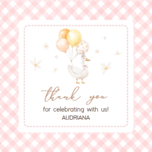 60BD Silly Goose First Birthday Squared Favor Tags B: 60BD Silly Goose First Birthday Round Favor Tags