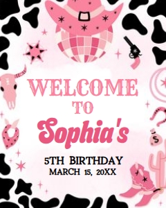 62BD Yee Haw Cowgirl Birthday Welcome Sign 16x20 A: 62BD Yee Haw Cowgirl Birthday Welcome Sign