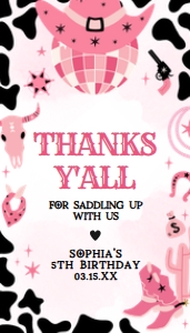 62BD Yee Haw Cowgirl Birthday Favor Tag design preview