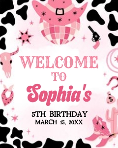62BD Yee Haw Cowgirl Birthday Welcome Sign design preview