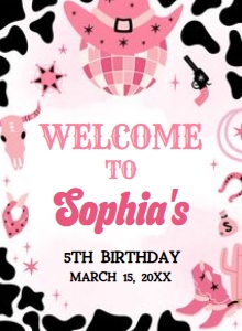 62BD Yee Haw Cowgirl Birthday Welcome Sign 11x15 A: 62BD Yee Haw Cowgirl Birthday Welcome Sign