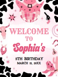 62BD Yee Haw Cowgirl Birthday Welcome Sign 18x24 A: 62BD Yee Haw Cowgirl Birthday Welcome Sign