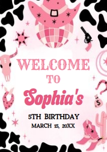 62BD Yee Haw Cowgirl Birthday Welcome Sign A1 A: 62BD Yee Haw Cowgirl Birthday Welcome Sign