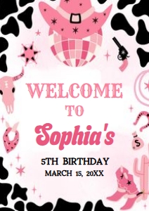62BD Yee Haw Cowgirl Birthday Welcome Sign A2 A: 62BD Yee Haw Cowgirl Birthday Welcome Sign