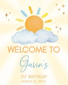 63BD Blue Little Sunshine Birthday Welcome Sign 16x20 A: 63BD Blue Little Sunshine Birthday Welcome Sign