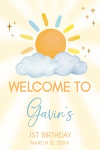 63BD Blue Little Sunshine Birthday Welcome Sign 20x30 A: 63BD Blue Little Sunshine Birthday Welcome Sign