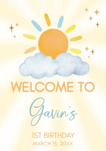 63BD Blue Little Sunshine Birthday Welcome Sign A1 A: 63BD Blue Little Sunshine Birthday Welcome Sign