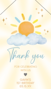 63BD Blue Little Sunshine Birthday Favor Tags with Line A: 63BD Blue Little Sunshine Birthday Favor Tag