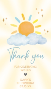 63BD Blue Little Sunshine Birthday Favor Tag A: 63BD Blue Little Sunshine Birthday Favor Tag