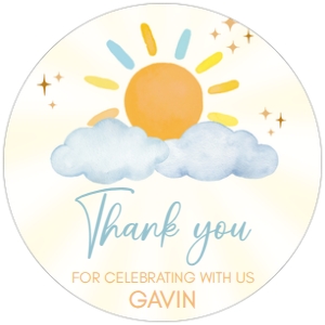 63BD Blue Little Sunshine Birthday Round Favor Tag design preview