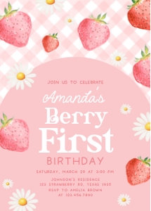 66BD Berry First Birthday Party Invitation design preview