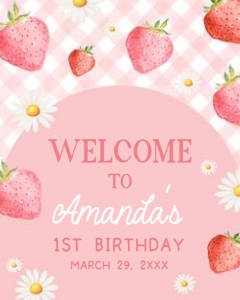 66BD Berry First Birthday Party Welcome Sign 16x20 A: 66BD Berry First Birthday Party Welcome Sign