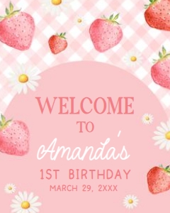 66BD Berry First Birthday Party Welcome Sign 18x24 A: 66BD Berry First Birthday Party Welcome Sign