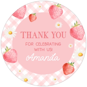 66BD Berry First Birthday Round Favor Tags A: 66BD Berry First Birthday Party Round Favor Tag