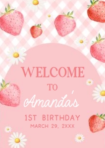 66BD Berry First Birthday Party Welcome Sign A1 A: 66BD Berry First Birthday Party Welcome Sign