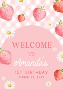 66BD Berry First Birthday Party Welcome Sign A4 A: 66BD Berry First Birthday Party Welcome Sign