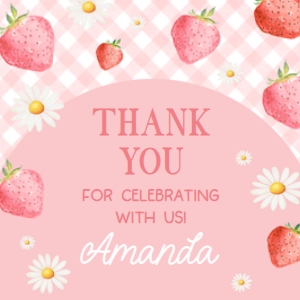 66BD Berry First Birthday Squared Favor Tags A: 66BD Berry First Birthday Party Round Favor Tag
