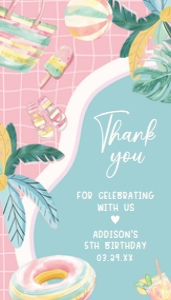 70BD Girl Pool Party Birthday Party Favor Tag A: 70BD Girl Pool Party Birthday Party Favor Tag