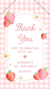 66BD Berry First Birthday Favor Tag with Line B: 66BD Berry First Birthday Party Favor Tag