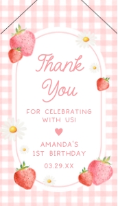 66BD Berry First Birthday Party Favor Tag design preview
