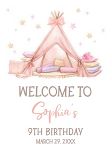 71BD Sleepover Birthday Party Welcome Sign 11x15 A: 71BD Sleepover Birthday Party Welcome Sign