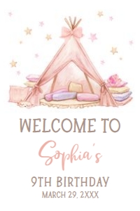 71BD Sleepover Birthday Party Welcome Sign 20x30 A: 71BD Sleepover Birthday Party Welcome Sign