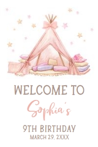 71BD Sleepover Birthday Party Welcome Sign 24x36 A: 71BD Sleepover Birthday Party Welcome Sign