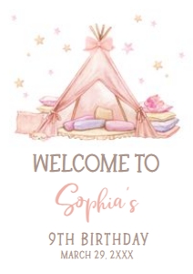 71BD Sleepover Birthday Party Welcome Sign A4 A: 71BD Sleepover Birthday Party Welcome Sign