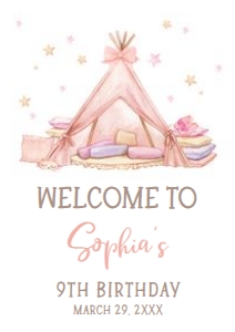 71BD Sleepover Birthday Party Welcome Sign A3 A: 71BD Sleepover Birthday Party Welcome Sign