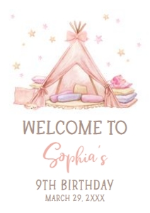 71BD Sleepover Birthday Party Welcome Sign A2 A: 71BD Sleepover Birthday Party Welcome Sign