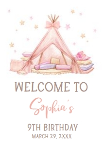 71BD Sleepover Birthday Party Welcome Sign A1 A: 71BD Sleepover Birthday Party Welcome Sign