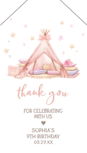 71BD Sleepover Birthday Party Favor Tag with Line A: 71BD Sleepover Birthday Party Favor Tag