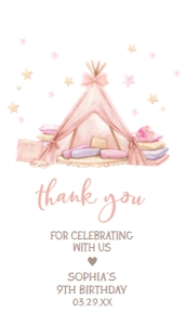 71BD Sleepover Birthday Party Favor Tag design preview