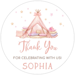 71BD Sleepover Birthday Round Favor Tag A: 71BD Sleepover Birthday Party Round Favor Tag