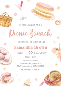 1066 Picnic Brunch Baby Shower Invitation A: 1066 Picnic Brunch Baby Shower Invitation