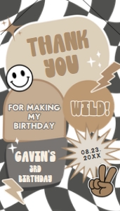 69BD Boy Young Wild and Three Birthday Favor Tag with Line A: 69BD Boy Young Wild and Three Birthday Favor Tag
