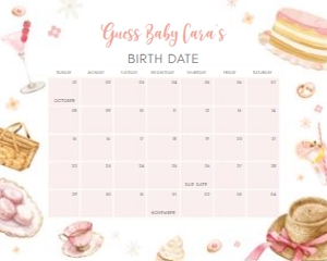 1066 Picnic Brunch Baby Shower Calendar 10x8 A: 1066 Picnic Brunch Baby Shower Calendar