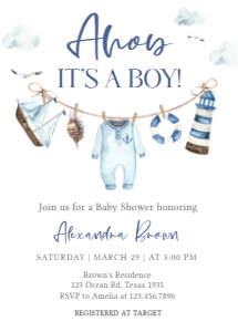 1067 Clothesline Ahoy Baby Shower Invitation Set design preview