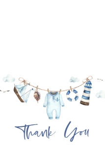 1067 Clothesline Ahoy Baby Shower Thank You Card A: 1067 Clothesline Ahoy Baby Shower Invitation Set