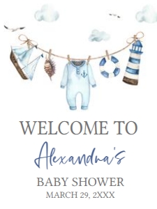 1067 Clothesline Ahoy Baby Shower Welcome Sign 18x24 A: 1067 Clothesline Ahoy Baby Shower Welcome Sign
