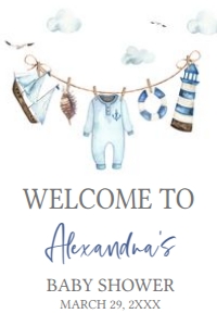 1067 Clothesline Ahoy Baby Shower Welcome Sign 20x30 A: 1067 Clothesline Ahoy Baby Shower Welcome Sign