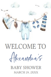 1067 Clothesline Ahoy Baby Shower Welcome Sign 24x36 A: 1067 Clothesline Ahoy Baby Shower Welcome Sign